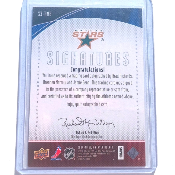 Brad Richards, Brendan Morrow & Jamie Benn Autograph Upper Deck BAP Dallas Stars - Picture 2 of 2